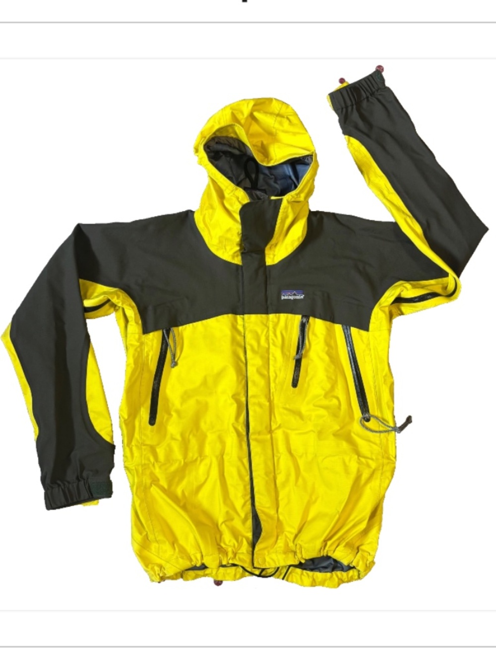 Vintage Patagonia Stretch Gravity Rain Jacket Womens Small Yellow Hooded 90s Vtg